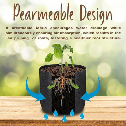 Generic Dstone Multi-Pack Grow Bags: Eco-Friendly, Durable, Lightweight for Better Plant Growth and Drainage (5, 2 Gallon)