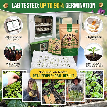 Organo Republic 12 Culinary Herbs Seeds Variety Pack - 7,355+ Heirloom, Non-GMO, Herbs Seeds for Outdoor and Indoor Home Gardening, Including Basil, Cilantro, Chives, Dill, Parsley, Sage
