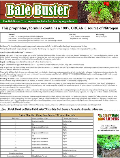 Straw Bale Gardening Five Bale Preparation kit with 100% Organic Formulation Blood Meal 18 lbs Includes Bacteria and Fungi Spores