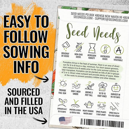 Seed Needs Pumpkin Seeds to Plant Specialty Spooky Blend |10+ Premium Varieties Lumina White, Baby Boo, Blue Jarrahdale, Cinderella & More! | Heirloom Non-GMO Untreated | Bulk