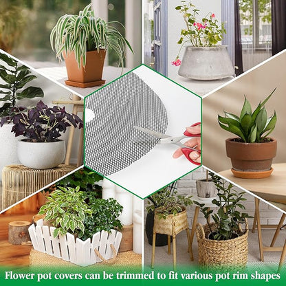 6 Pack Plant Pot Grids - 15.7 Inch Cuttable Soil Cover Protector from Cats, Squirrels Digging and Animals, Indoor Outdoor Plant Pot Soil Guard for Garden, Adapts to Different Pot Sizes