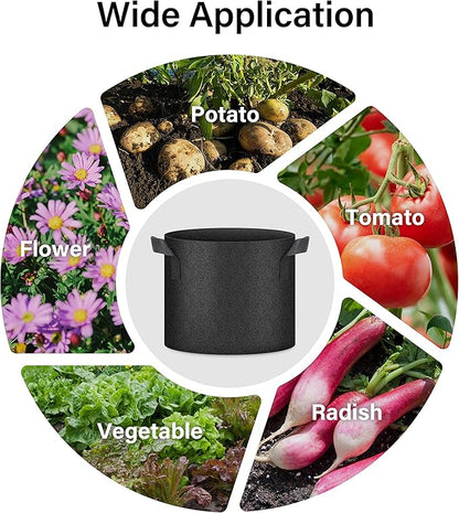 HealSmart Plant Grow Bags 7 Gallon, Tomoato Planter Pots 10-Pack with Handles, Aeration Nonwoven Fabric, Heavy Duty Gardening Planter for Vegetable, Herbs and Flowers, Black New