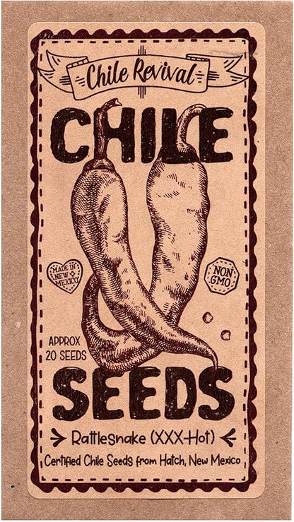 Hatch Chile Seeds from Chile Revival - New Chiles on The Block 3 Pack- 20 Seeds of Each 60 Total - Giuzeppi (Mild), Ms. Junie (Hot), Rattlesnake (XXX-Hot)
