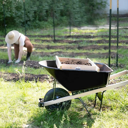 Cedar Garden Sifter for Compost, Dirt and Potting Soil - Handcrafted in The USA - Sustainable Cedar - Heavy Duty Stainless Grate (Wheelbarrow)