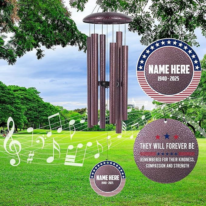ASTARIN Personalized Wind Chimes for Memorial US Veteran, Deep Tone Wind Chimes for Loss of Loved One Brothers Sisters, Thank You Veteran Solider,Produced in USA