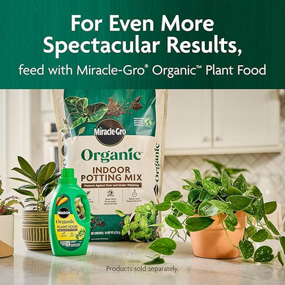 Miracle-GRO Organic Indoor Potting Mix, Protects Against Over and Under Watering, for Indoor Container Plants, Houseplants and Starter Plants, OMRI Listed, 8 qt., 2-Pack