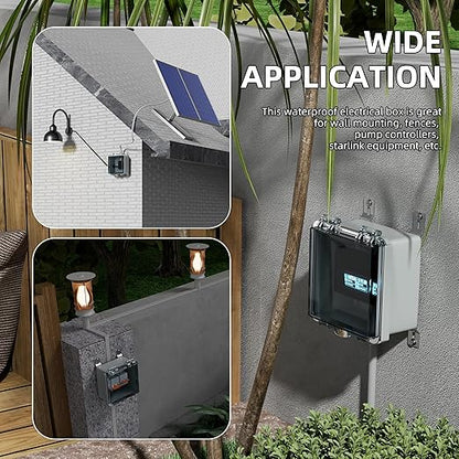 Joinfworld 6x6x4 Outdoor Electrical Box Weatherproof Junction Box Plastic Clear Waterproof Box Enclosure Nema 4 for Electronics Project WiFi Timer Conduit Marine Outside