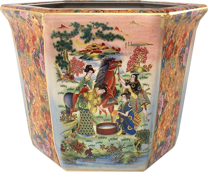 10" Horse in Meadow Porcelain Flower Pot