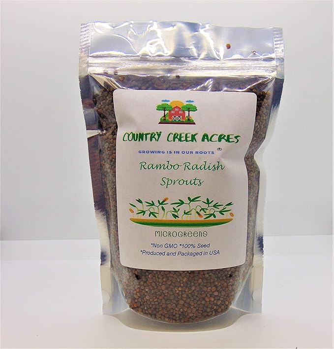 16 oz Rambo Radish Seeds for Sprouting, Microgreens - Non-GMO - Country Creek LLC Brand- Garden Planting, Cooking, Emergency Food Storage, Vegetable Gardening, Juicing,& More!