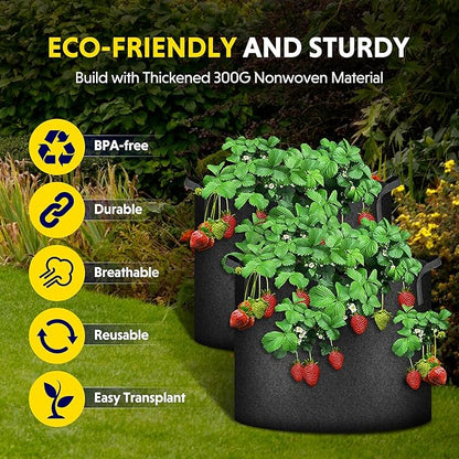 Simple Deluxe 12 Pack 5 Gallon Grow Bags, 300G Vegetable/Flower/Plant Fabric Pots with Handles, Heavy Duty Thickened Nonwoven Planting Bag with 12 Pcs Plant Labels
