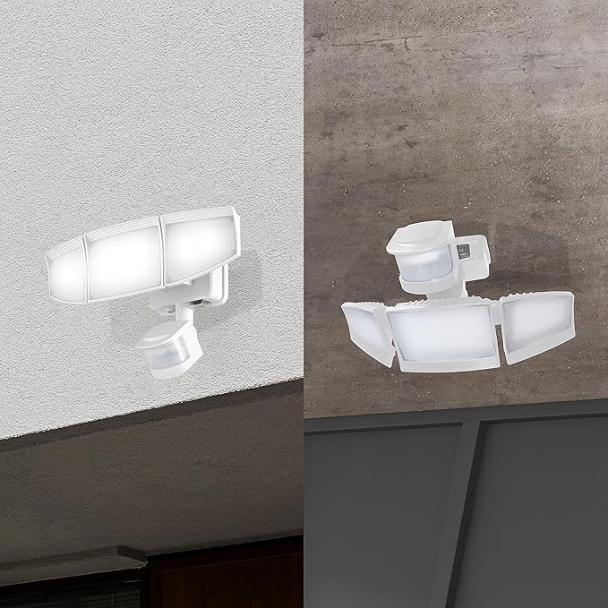 Solar Security Lights Motion Outdoor, 1800LM, Solar LED Motion Sensor Lights with 3 Adjustable Heads, 6500k, Water Resistant Flood Light for Garage, Yard, Garden (White)