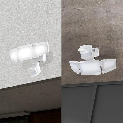 Solar Security Lights Motion Outdoor, 1800LM, Solar LED Motion Sensor Lights with 3 Adjustable Heads, 6500k, Water Resistant Flood Light for Garage, Yard, Garden (White)