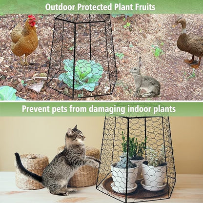 18.5" x 13" Large Plant Protection Cage, 5 Pcs Chicken Wire Cloche, Metal Protectors for Garden Plants, Protecting Fruits and Seedlings from Rabbits, Squirrels and Other Animals