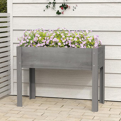 Raised Garden Bed with Legs, 40x20x31'', Solid Wood Elevated Planter Box for Outdoor Backyard Patio