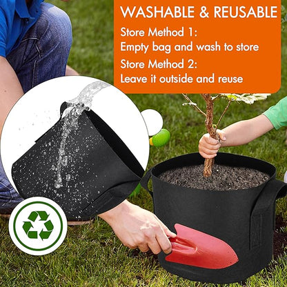 Gardzen 6-Pack 25 Gallon Grow Bags, Aeration Fabric Pots with Handles, Heavy Duty Cloth Pots for Plants
