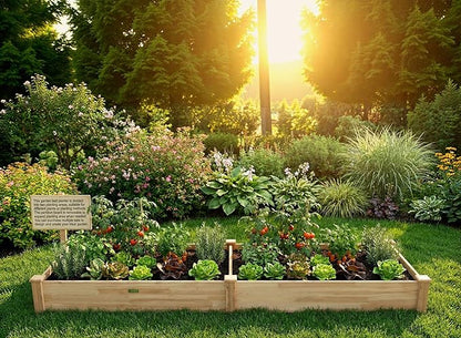 8x2ft Outdoor Wooden Raised Garden Bed,Elevated Planting Planter Box for Vegetables/Garden/Lawn/Patio,Natural Wood, 96 x 24 x 9in