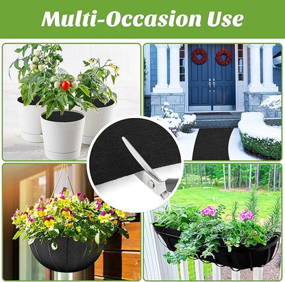 Adnee 118 x 14 Inch Non Woven Flower Pot Liner Roll-Black Felt Hanging Basket Liners Roll-Microgreens Growing Mat Roll for Garden Planter Window Hanging Flower Basket Indoor Outdoor