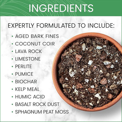 Purived Premium Houseplant Potting Mix | 4 Quarts | Ideal Soil Drainage & Moisture Retention for Indoor Potted Plants | with Kelp, Biochar, Lava Rock & Humic Acid | Made in USA