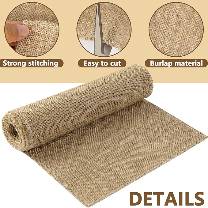 2 Rolls Natural Burlap Tree Wrap Rolls- 10in x 10ft Burlap Fabric Tree Trunk Protector- Burlap Plants Wrap Bandage with Ropes- Frost & Freeze Protection Cloth for Winter Outdoor Trees, Shrubs, Plants
