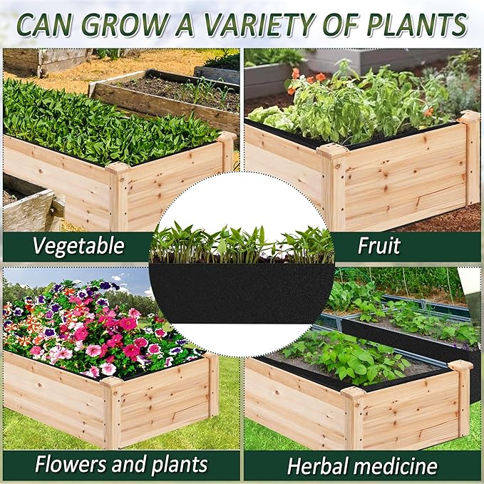 1PCS Raised Garden Bed Liner Fabric Raised Garden Bed Breathable Drainage Rectangle Grow Bags with Handles Fabric Garden Bed for Outdoor Garden Bed Holds Soil - 6ft x 3ft x 1ft