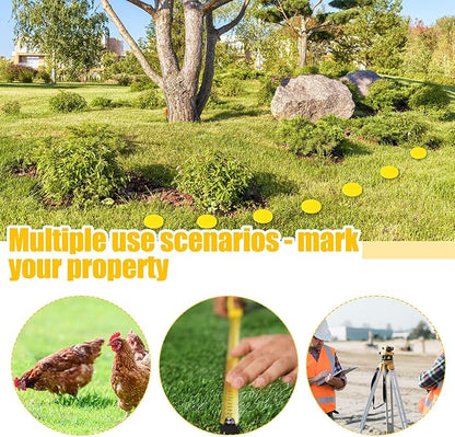 Nuanchu 50 Pcs 5 Inch Low Profile Survey Stakes Hi-vis Garden Property Line Marker Stakes for Lawn Edges, Patios, Gardens, Paver Landscape Fabric Tarps Weed Barriers (Yellow,5 x 1.5 Inches)