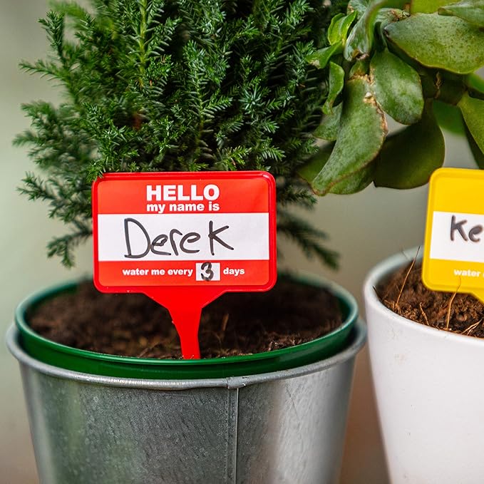 Plant Name Badges - Wipeable Labels for House Plants - Home Accessories - x 12 100% Recycled Name Tags for Indoor Plant Pots - Pen Included