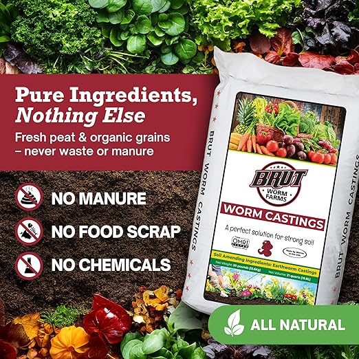 2-Pack Organic Worm Castings Fertilizer, 30 lb - Natural Soil Amendment for Plants, Potting Mixes, Indoor and Outdoor Gardens, Vegetables, and Lawns