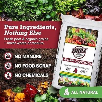 2-Pack Organic Worm Castings Fertilizer, 30 lb - Natural Soil Amendment for Plants, Potting Mixes, Indoor and Outdoor Gardens, Vegetables, and Lawns
