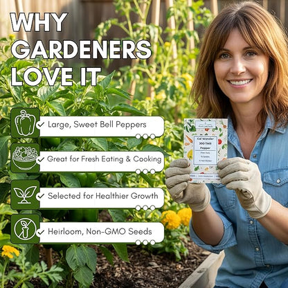 California Wonder 300 TMR Bell Pepper Seeds for Planting - Heirloom, Non-GMO Sweet Bell Peppers, Thick-Walled & Reliable, Home Garden Seeds | Woods Creek Seeds