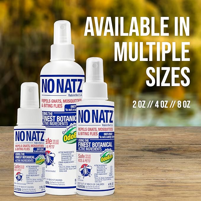 No Natz Botanical Insect Repellent, DEET-Free, Made with Natural Essential Oils, Non-Greasy Formula, Made in The USA, Fresh Scent, 4 Ounce Spray Bottle, 2-Pack