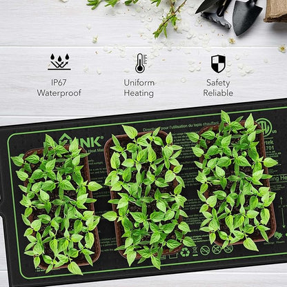 BN-LINK Seedling Heat Mat for Seed Starting 10" x 20.75", 4 Pack Daisy Chainable Waterproof Warming Mat Plant Heating Pad for Seed Germination, Indoor Growing, Hydroponic, Greenhouse, ETL Listed