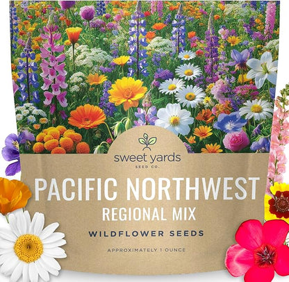 Pacific Northwest Regional Mix - Large 1 Ounce Packet - 24,000 Flower Seeds for Planting - Wildflower Mix