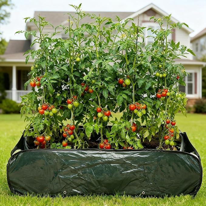 EBaokuup 47 x 24 x 12 Inch PE Pop-up Rectangular Planting Bag, Wire Support Rectangle Plant Growing Bag, UV Protected Rectangular Planter Bed for Garden Vegetable Flowers Fruit