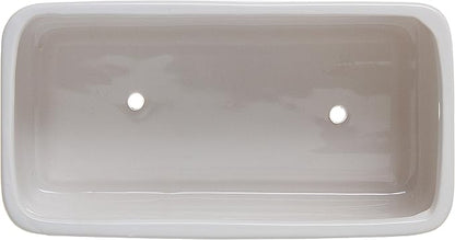 MyGift 10 Inch Modern Unglazed White Ceramic Indoor Plant Pot with Drainage Hole, Rectangular Succulent Planter Window Box with Removable Saucer, 1 Pack