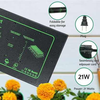 Seedling Heat Mat for Seed Starting,10" x 20.75" Waterproof Heating Pad for Indoor Plants Germination (Black 2 Pack)