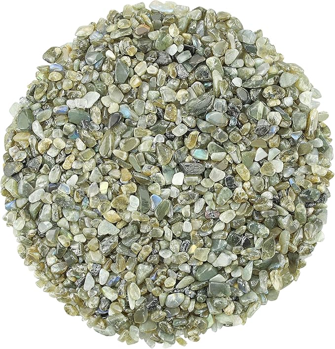 ZHIYUXI Labradorite Crystal Chips Bulk Fish Tank Decorations Aquarium Rocks Gravel Vase Filler Stones Crystals for Candle Making Witch Kit Gravel for Plants Quartz Sand Gemstone 0.22 lbs