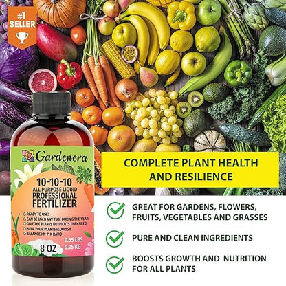 𝐁𝐄𝐒𝐓𝐒𝐄𝐋𝐋𝐄𝐑 Professional 10-10-10 All Purpose Liquid Fertilizer Concentrate - Plant Food Concentrate for Lawns, Trees, Plants, Vegetables, Fruits & Flowers - Makes 192 Gallons - (32 OZ)