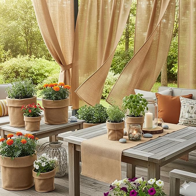 AAYU 36" X 8-Yards Burlap Fabric, Jute-Burlap Planter Liner | Rolls 36 inch X 24 feet Garden Fabric Weed Barrier Heavy (7oz) Landscape Edging Window Planters 3ft Wide