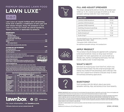 Lawn Luxe 7-0-7 100% Organic Summer Grass Fertilizer 14 lb Bag Covers 2,500 sq ft