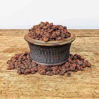 Ho Yoku Red Lava Rock for Plants - Premium Soil Additive for Bonsai Plants, Succulents, Cacti, Houseplants - Decorative and Water Retaining Use - Can Mix with Other Aggregates - 2.25 Quarts