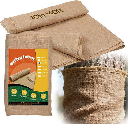 40 Inch x 40 Feet Garden Burlap Fabric - Heavy Duty Burlap Roll, High Denisty Jute Fabric Natural Burlap for Plant Protection, Weed Barrier, Wedding Decor and DIY Crafts