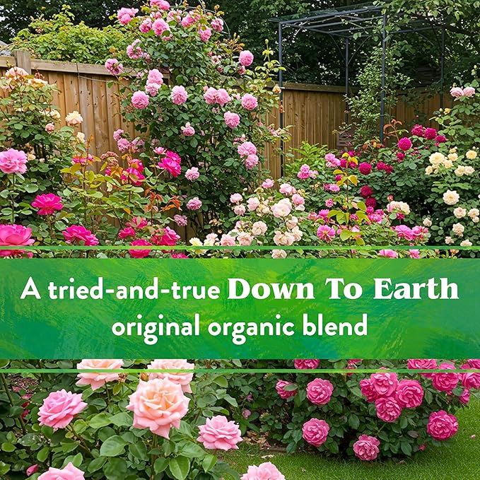 Down To Earth All Natural Fertilizers Organic Rose & Flower Mix - Plant Food for Roses, Bulbs, Flowers and Ornamentals 4-8-4, 25 lb