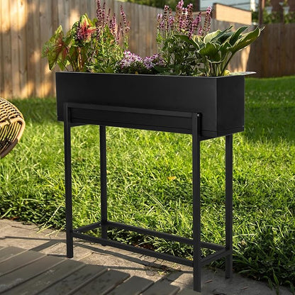 Ilyapa Raised Planter Box with Legs - 29x33x9 Inch Metal Raised Garden Bed for Outdoor or Indoor Herb Garden, Plants, Patio, Balcony, or Living Room