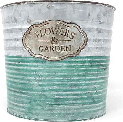 allgala Galvanized Planter Pot Indoor and Outdoor Decoration-9"-HD88300