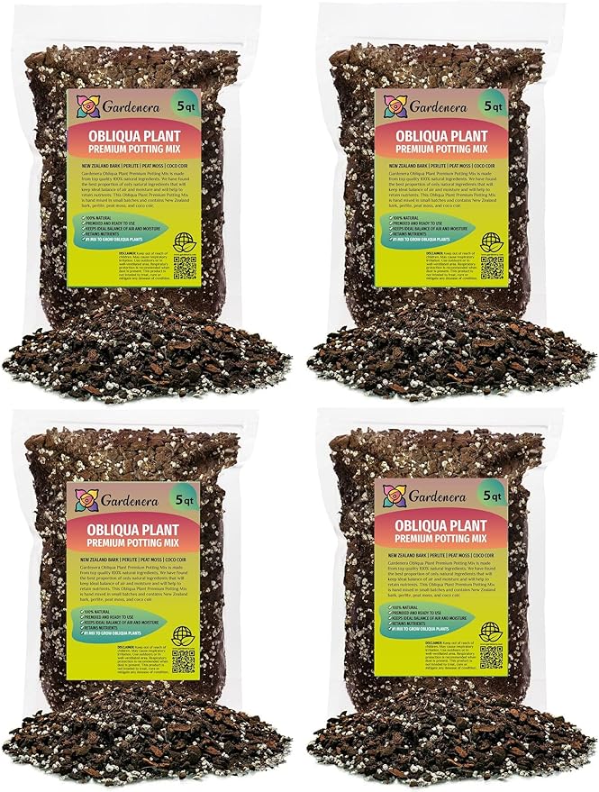 GARDENERA Monstera Obliqua Soil Mix - Trusted by Experts for Strong and Healthy Plants - 20 Quart (4 Bags of 5 Quart)