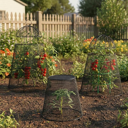 Garden Cloches for Plants, Chicken Wire Plant Cages, Plant Protectors from Animals, Combo Pack, 12 Pcs (6 Large 17.7" × 12.8" + 6 Small 5.87" × 9")