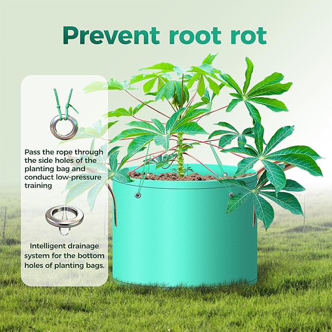 7 Pcs 20 Gallon Grow Bags, PE Garden Grow Bags for Plants with Branch-Binding Holes and Bottom Drain Holes, Ideal for Vegetables, Strawberries and Flowers