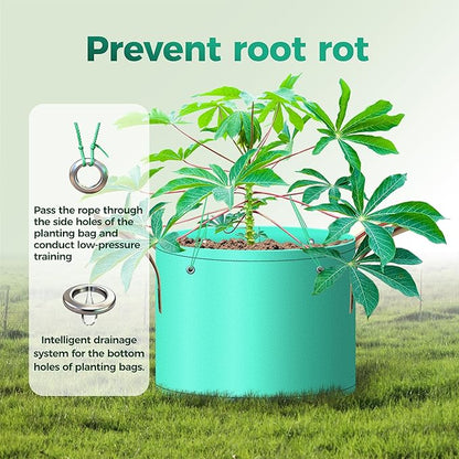 7 Pcs 5 Gallon Grow Bags, Small PE Garden Grow Bags for Plants with Branch-Binding Holes and Bottom Drain Holes, Ideal for Vegetables, Strawberries and Flowers