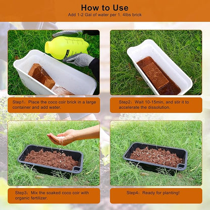 1 Pack Premium Coco Coir Bricks, Coco Coir for Plants, Coconut Fiber Substrate with Low pH & EC, Organic Coconut Fiber for Indoor & Outdoor Gardening and Potting Mix