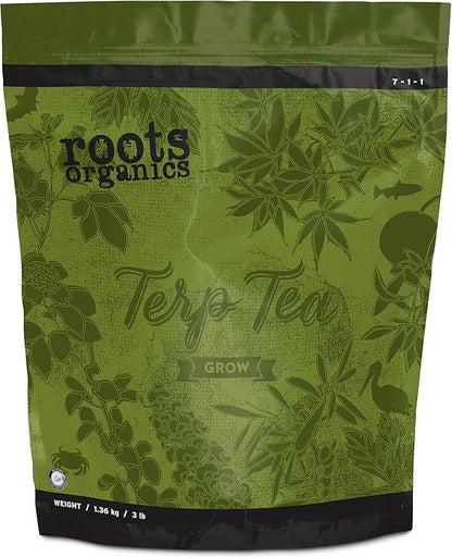 Roots Organics Terp Tea Grow, Micronized Organic Fertilizer with Beneficial Bacteria and Mycorrhizae, 7-1-1 NPK, 3 lb.